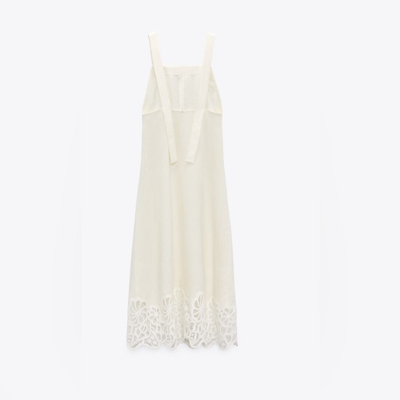 Zara white ivory linen lace maxi dress long backless summer knit limited edition - Picture 8 of 9